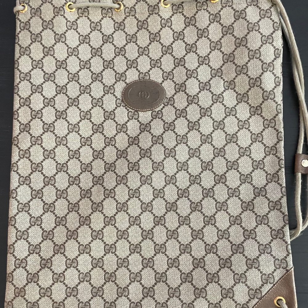 Authentic Gucci Accessory Collection PVC Leather & Drawstring Shoulder Bag- Used